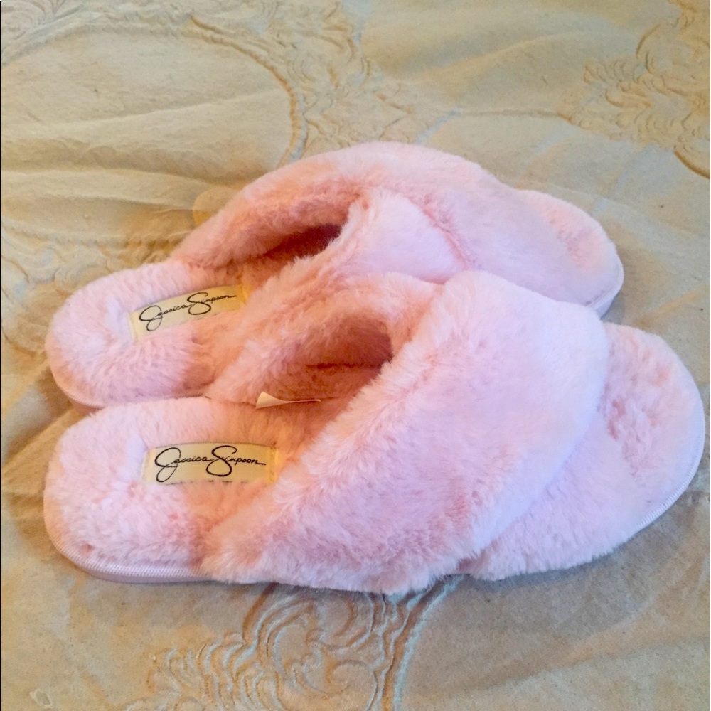 Jessica Simpson Pink Fluffy Slippers